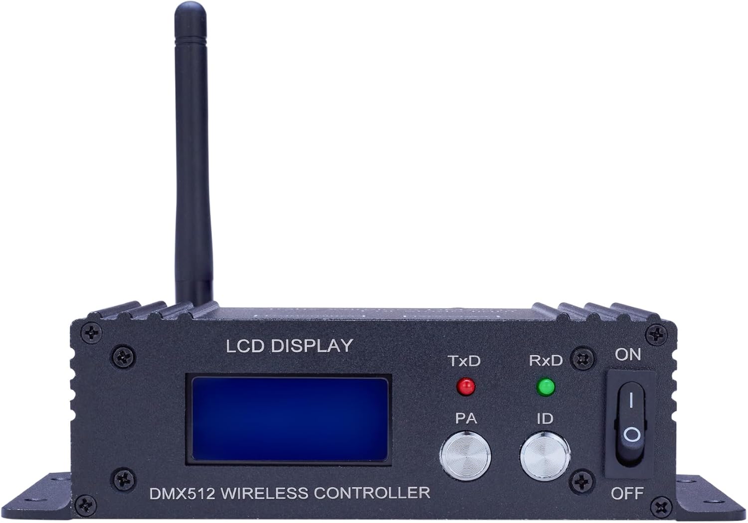 JERRAY DMX512 Wireless Controller, 2.4GHz LCD Display, Stage Light Transmitter Receiver Power Adjustable Repeater Lighting Dimmer Controller for Disco DJ Party Light (T/R Disp Staion)
