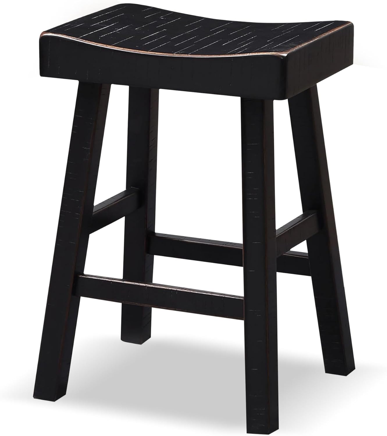 Furniture of America Corvin Modern Solid Wood Bar Stools Set of 2, Counter Height Chairs for Kitchen Island, Breakfast Nook, Home Office, Black, 25 inch