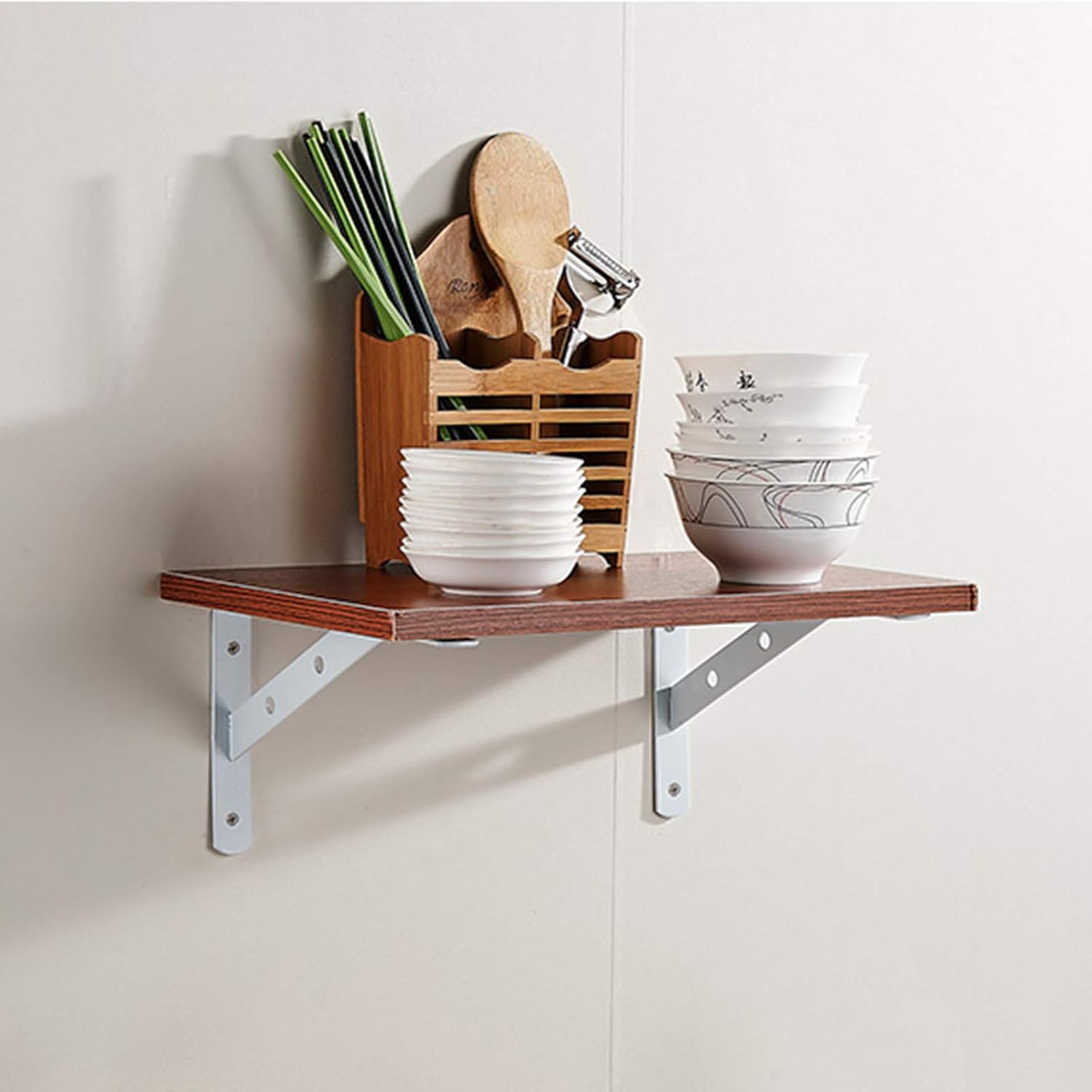 Jolan Thickened Heavy-Duty Shelf Bracket,Modern Wall-Mounted Metal Wrought Iron Shelf Supporter,Bracket for DIY Open Shelf,Multiple White/Black Corner Brackets,White,350 * 220mm(13.8 * 8.6in)