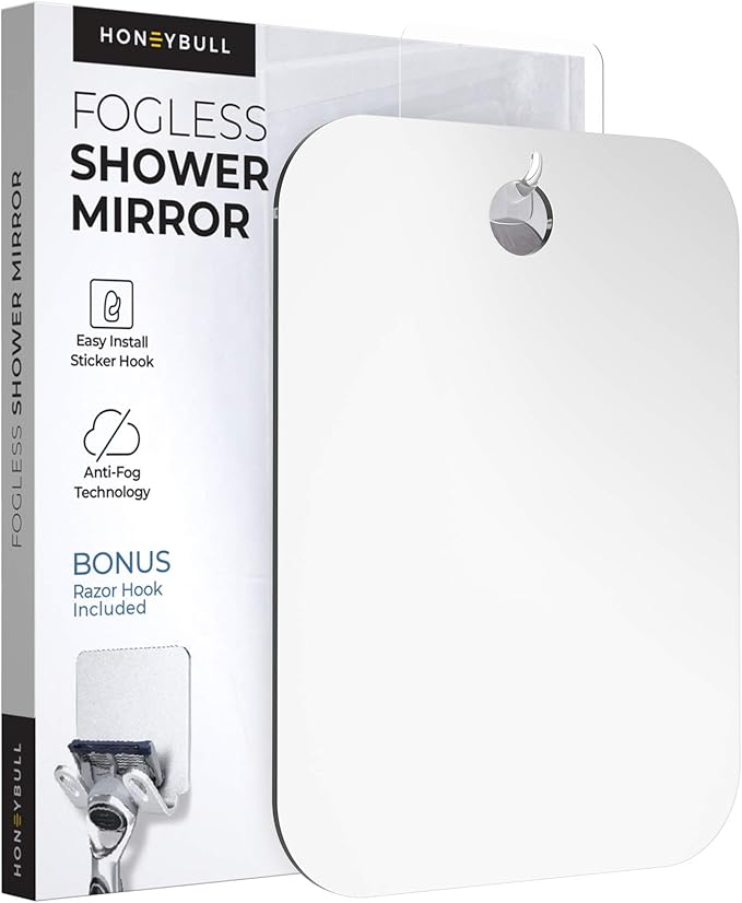 HONEYBULL Shower Mirror Fogless for Shaving (Large 8x10in) Flat Anti