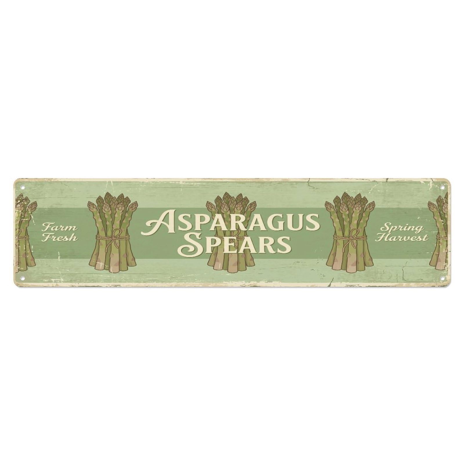 Fqcyn Style Metal Tin Sign Vintage Cottagecore Garden Asparagus Spears Banner
