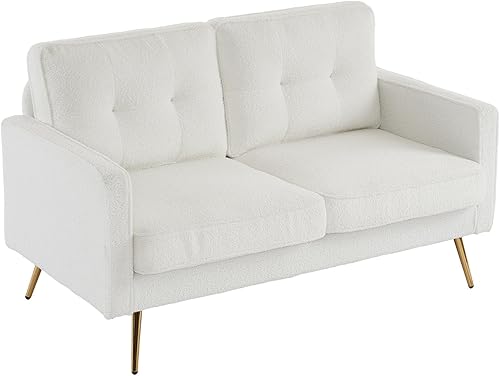 VINGLI Sofá biplaza moderno de piel sintética de 56 pulgadas, sofá pequeño con asiento profundo para sala de estar, sofá biplaza de 2 plazas para