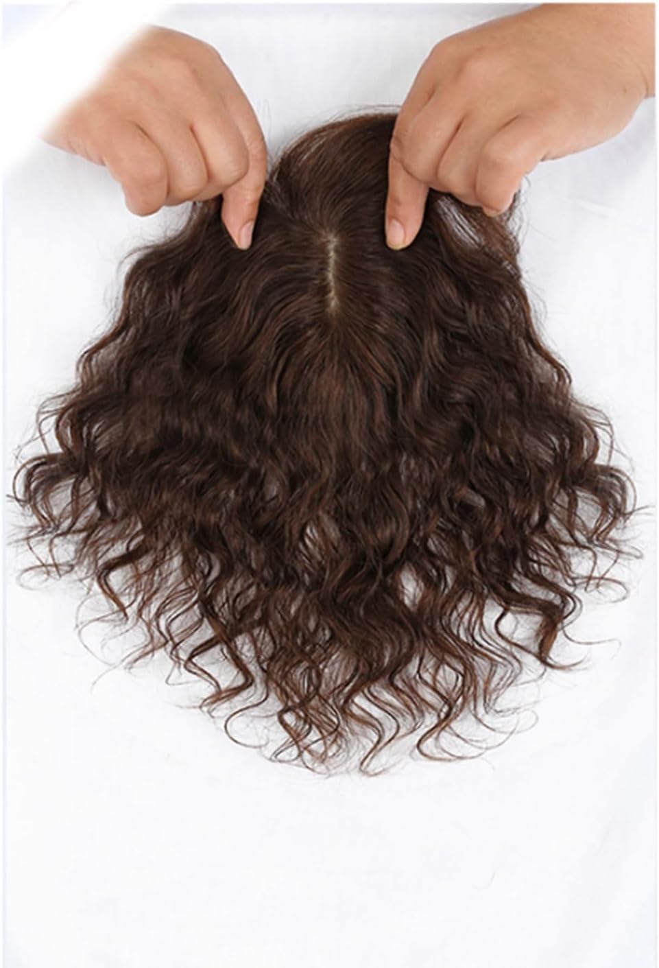 Kurze Lockige Echthaar Topper Atmungsaktive Perücken Haarteile Clip In Top Haarteile Wellige Topper Perücken Für Den Täglichen Gebrauch, Brown
