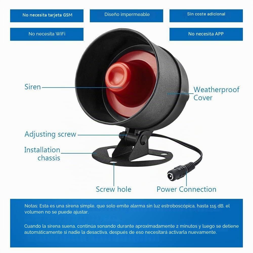Alarmas para Casa, Sistema de Alarma Kit de 7 Piezas con Sirena de 115dB, Sensor de Movimiento, Sensor de Puerta y Ventana y Sistema de Alarma de Seguridad con Control Remoto