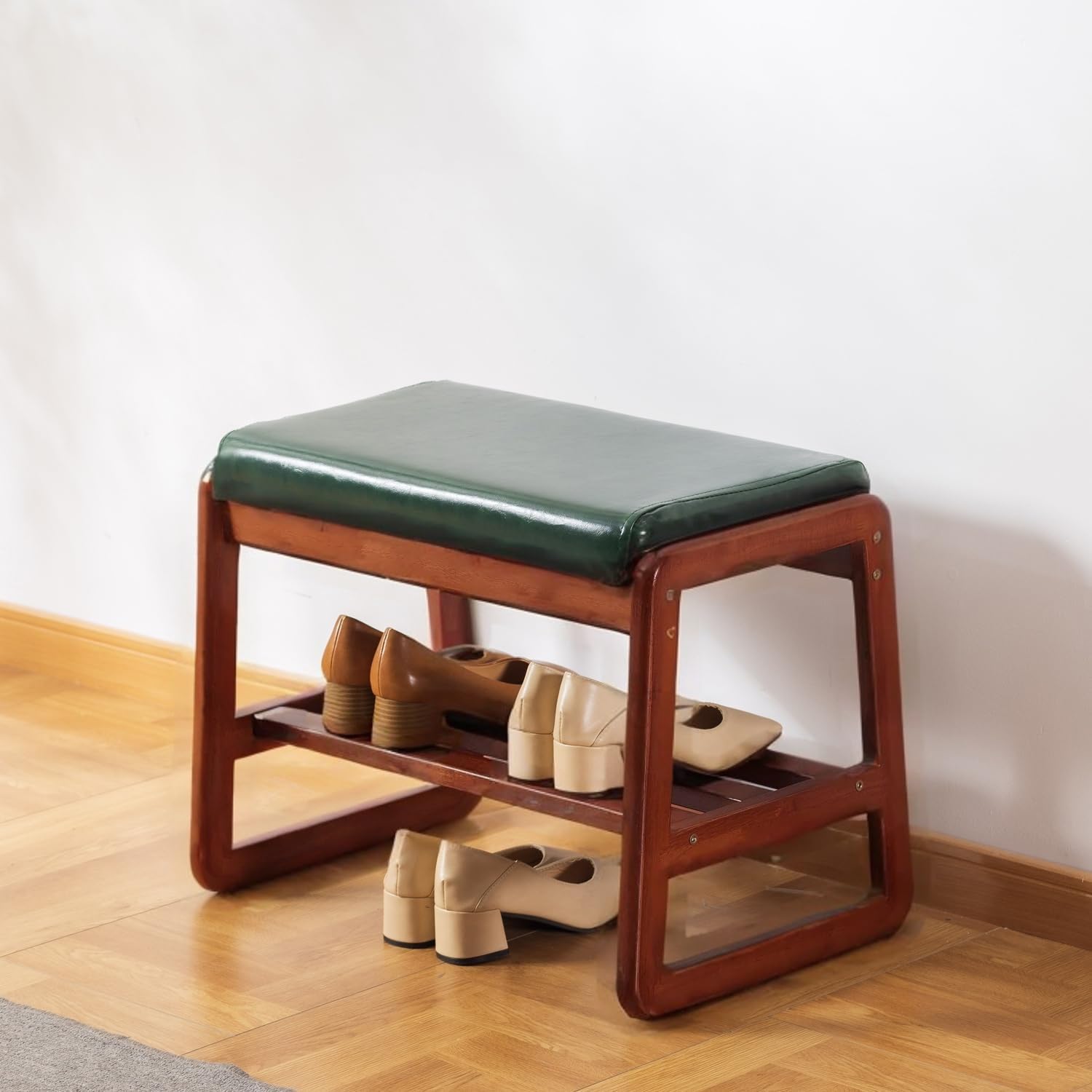 Banc à chaussures moderne en bois massif et finitions luxe