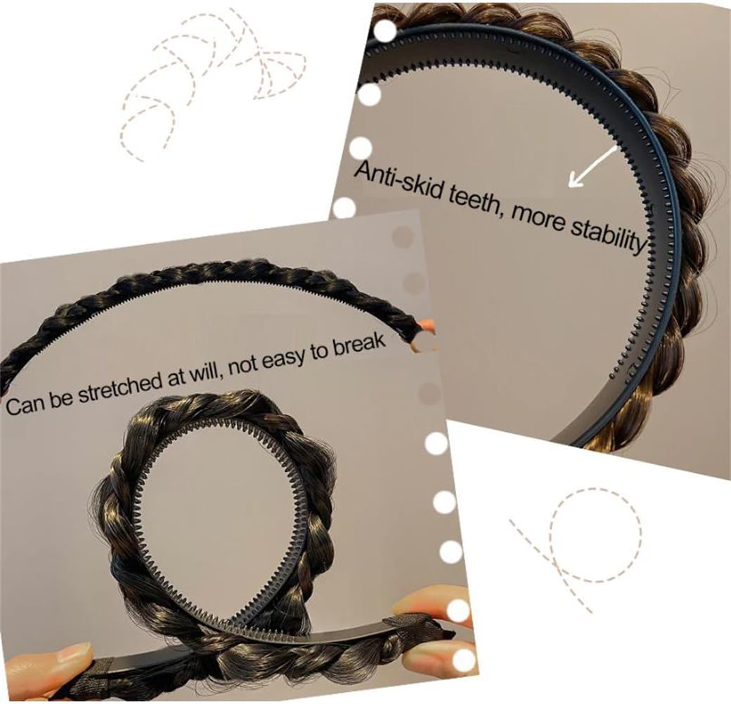 Plaited Headbands For Women Wide Fishtail Braid Hairband Handmade Retro Head Hoop Hair Headwear Synthetic Braids Hairpiece Girls And Women Beauty Accessory - Image 2