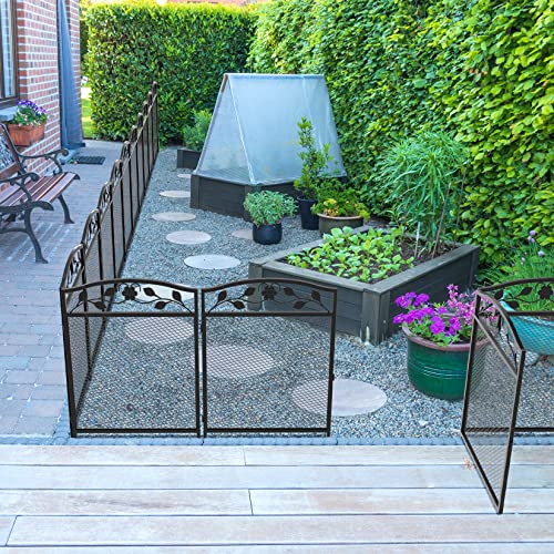 unho XXL Beetzaun aus Metall, Gartenzaun Beetumrandung 110cm hoch, schöner Dekozaun, mit Erdspießen, 5-teiliges Set, schwarz