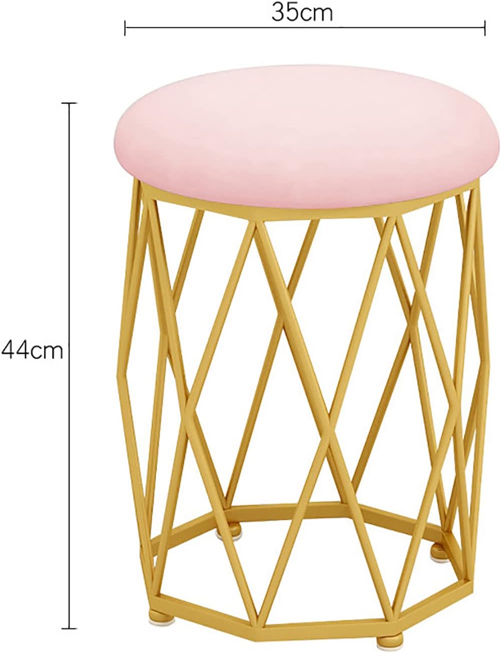 Vanity Footrest Stool Velvet Round Footstool Modern Upholstered Dressing Chair Side Table Seat with Gold Metal Leg,Green