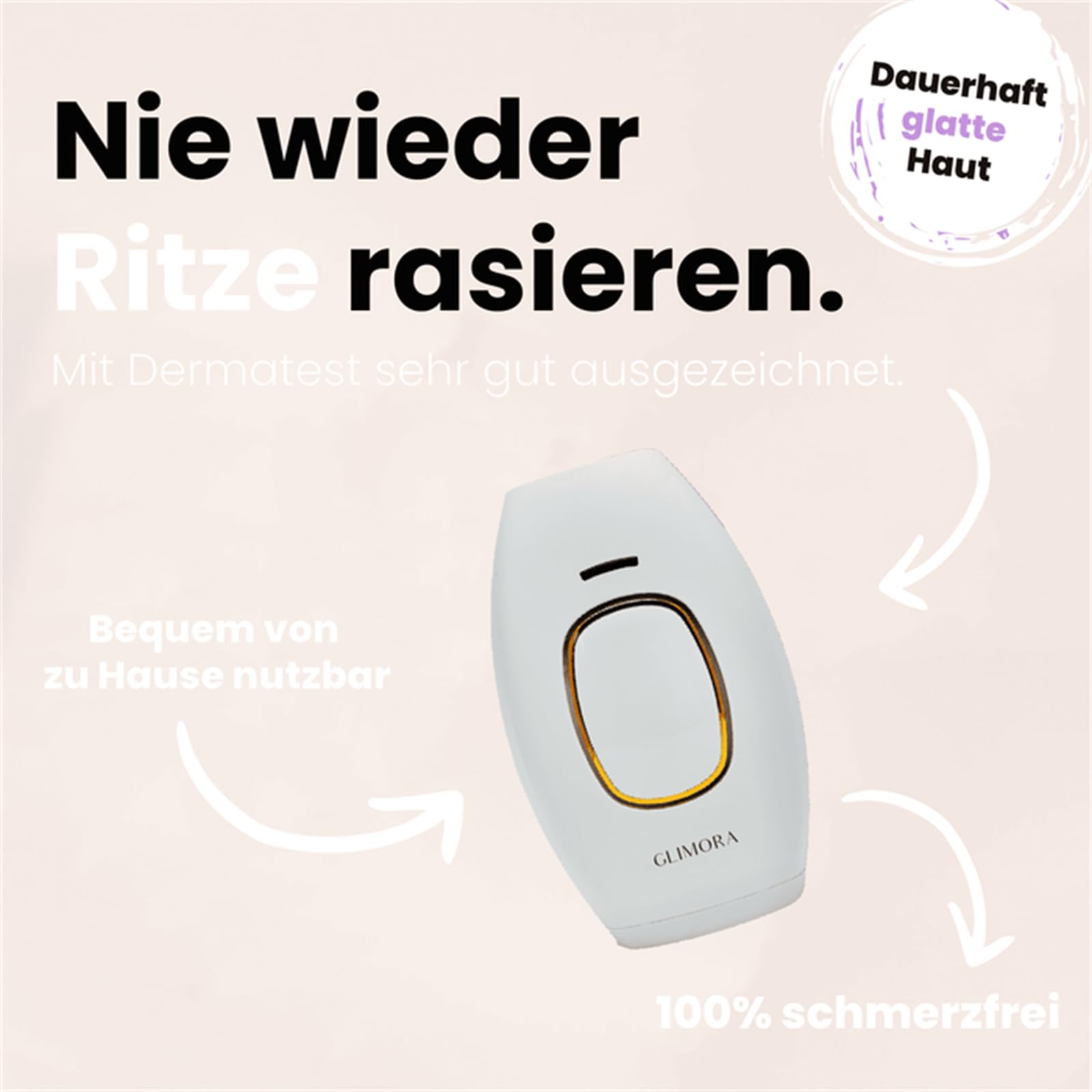 GLIMORA - IPL Haarentfernung Laser Epilierer für Männer und Frauen Schmerzfreie Haarentfernung im Gesicht, an Armen, Beinen und in der Bikinizone