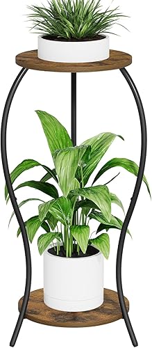 Miniatura 9 de Soporte para plantas de interior, soporte redondo de 2 niveles para maceta, soporte para macetas, estante de soporte para plantas, estante de