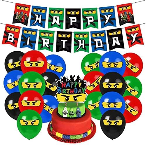 Heidaman Ninja Birthday Party Supplies Ninja Birthday Decorations Ninja Party Supplies Set Include Ninja Banners Balloons Cake Toppers