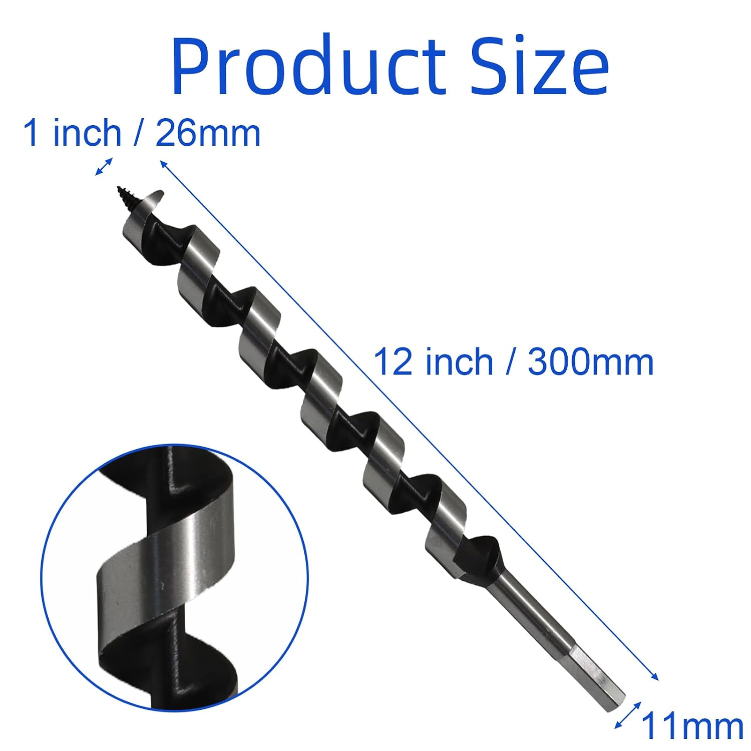 1 Inch x 12 Inch Wood Auger Drill Bit for Tree Stump Drilling | Carbon Steel, Hex Shank, Self-Feeding, Lumber & Tree Stump Drilling