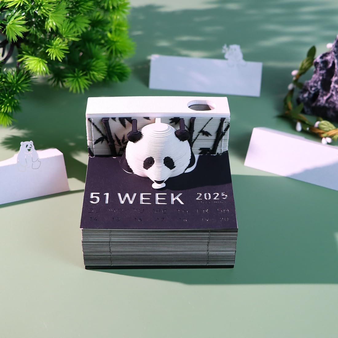 Kalendarz czasowy 2025, kalendarz tygodniowy 3D, artystyczny kalendarz 2025, kalendarz, panda, kreatywny papier do samodzielnego wykonania, rzeźbienie na biurku, sztuka, DIY, kreatywne, samoprzylepne