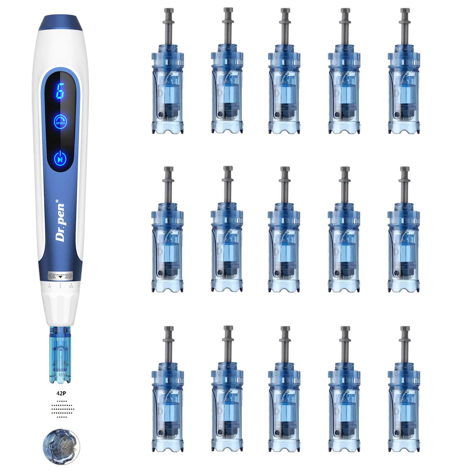 Dr Pen M8S Replacement Cartridges 42 Pin 15pcs for Cosmetic Skincare Routine, Face Use at Home or Beauty Salon, Maximum Wide Coverage for Large Areas, Compatible with Dr Pen M8S A8S A9 A11