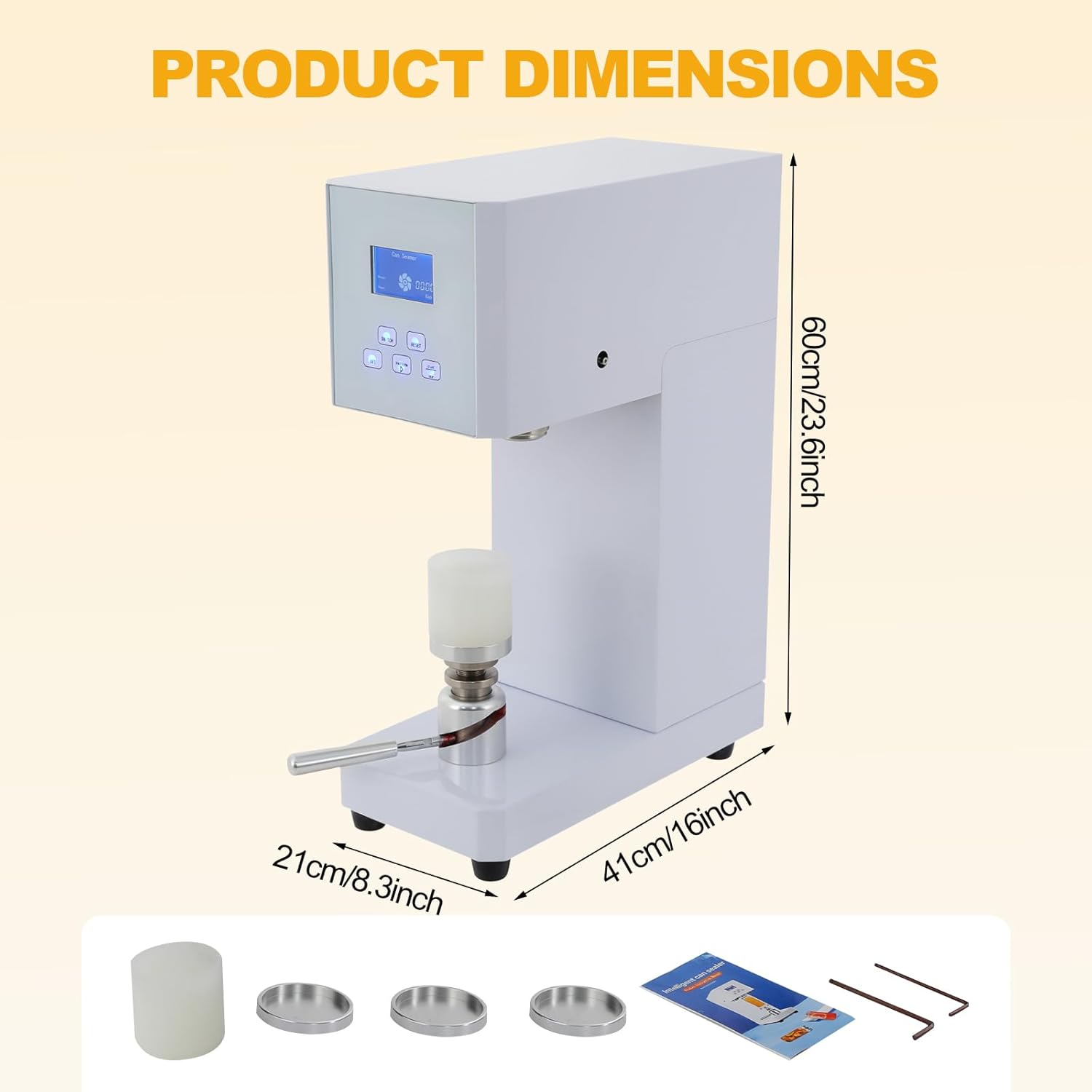 370W Automatic Can Sealer Machine, 110V Commercial Plastic Aluminum Beverage Seamer Machine w/LED Display, 2.17" Sealing Diameter Milk Tea Drink Bottle Sealer for Bars, Cafes (White1)