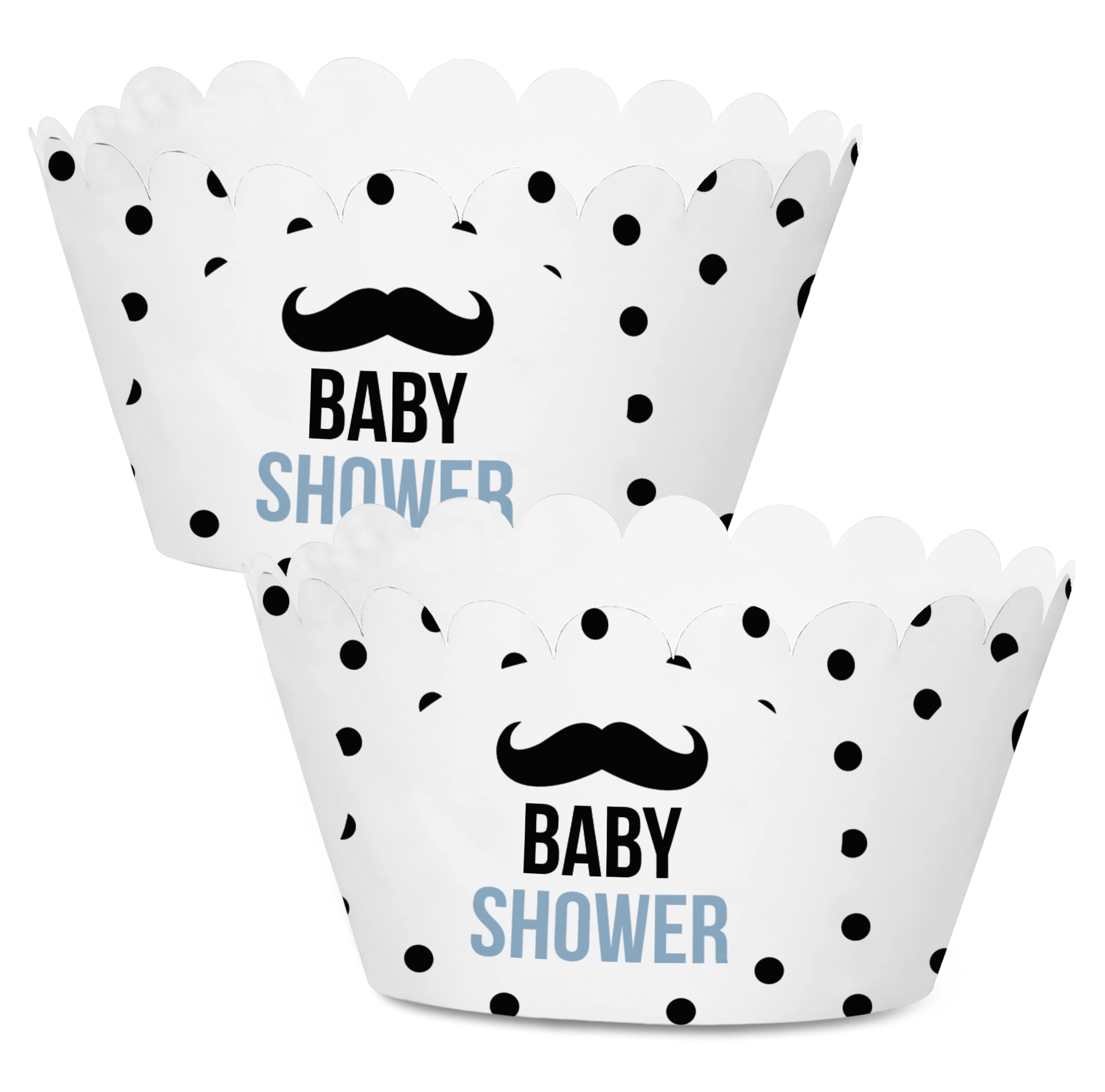 Inkdotpot Bottomless Cupcake Wrappers for Baby Shower, Little Man Adjustable Cup Cake Liners Party Supplies, Boy Baby Shower Decorations - Pack of 30