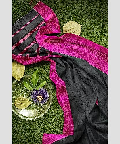 Image of eC ESHA'S COLLECTION Women's Cotton Blend Begumpuri Handloom Saree With Unstitched Running Blouse Piece