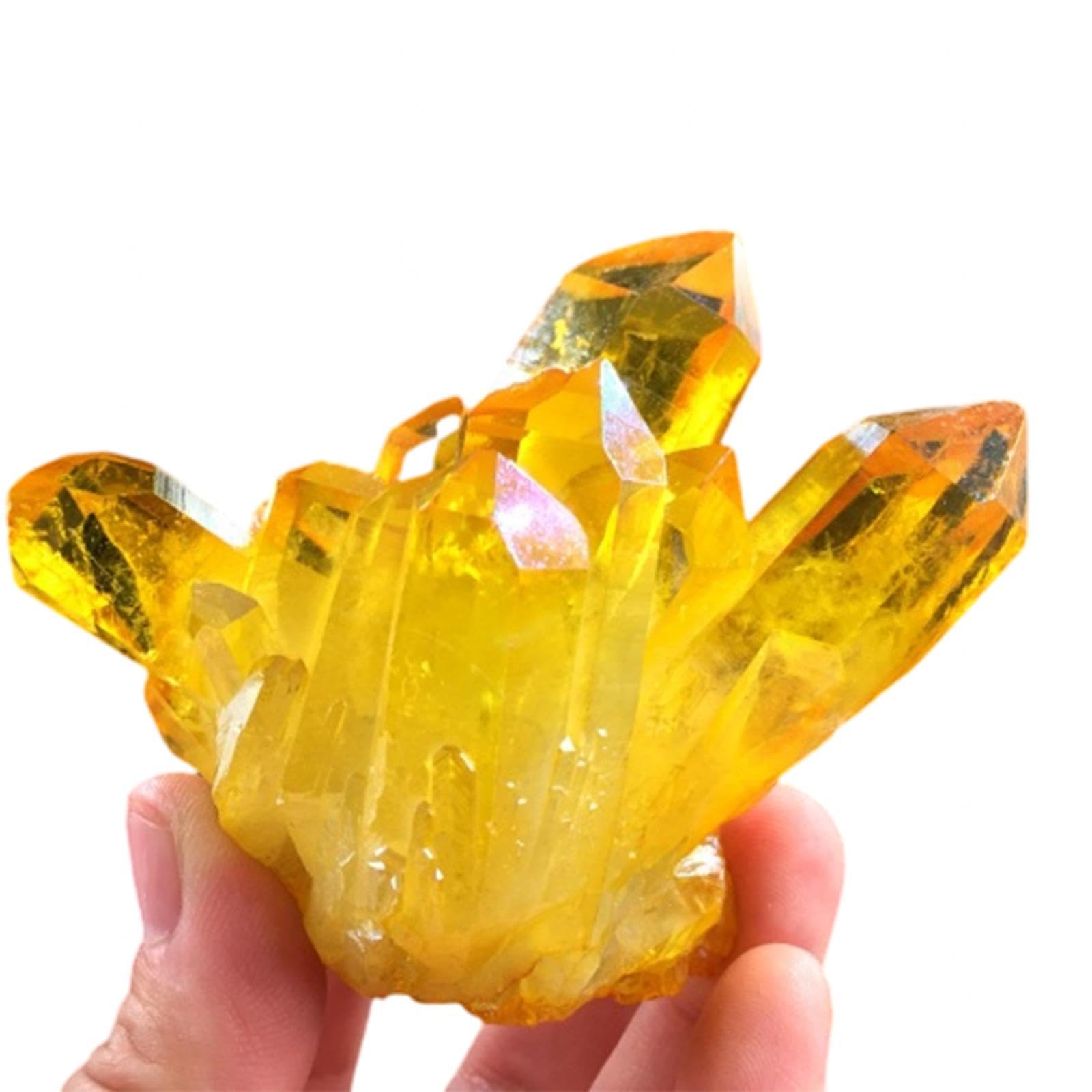 SSOPTMCB Crystal Cluster Citrine Ornament Rock Clear Quartz Gemstone Figurine for, Home Decor,600g Gemstone Stone