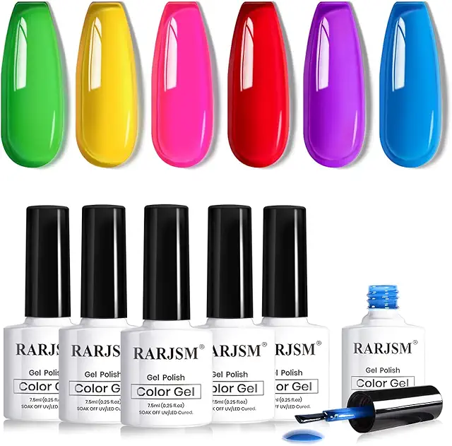 Neon Jelly Gel Nail Polish 6pc Set - Vibrant Colors for French Manicure