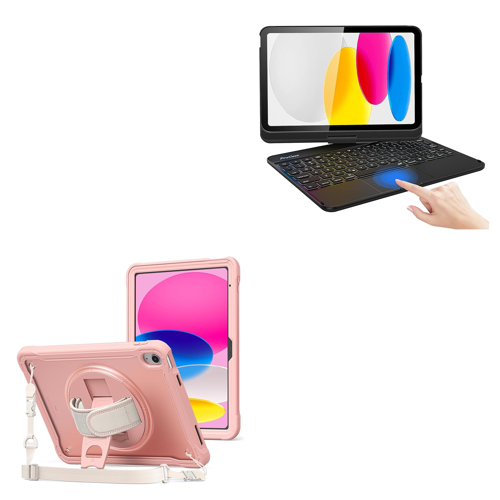 ProCase Keyboard Case with Touchpad Bundle with Rugged Case for iPad 10th Generation 10.9 Inch 2022