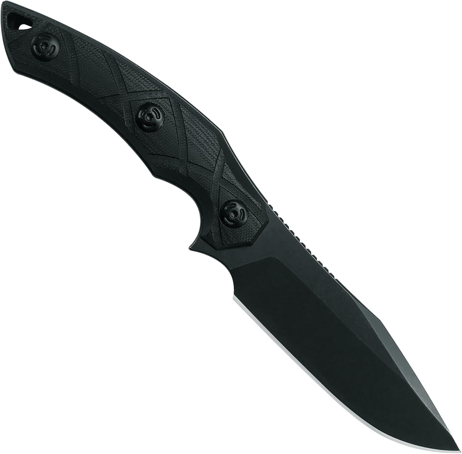 Fox Edge Lycosa FE-020 Fixed Blade Knife, 4.84in 8Cr13MoV Drop Point Full Tang Blade, G10 Handle, Kydex Sheath, Outdoor Survival Camping Knife (Black)