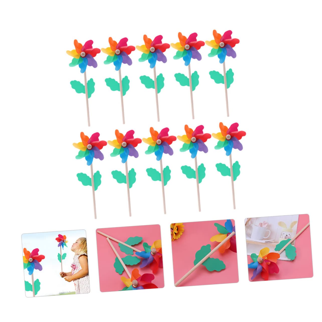 12 Pezzi Girandole Per Bambini Da Giardino Girandole Di Plastica Arcobaleno Mulini A Decorazioni Per Bambini
