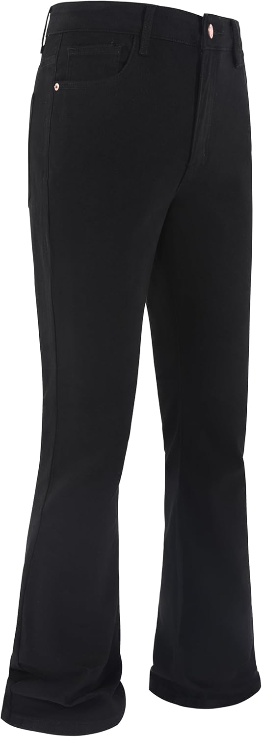 Men's Stretch Slim Fit Bell Bottom Denim Disco Pants Flared Jeans-31 Inseam - Image 3