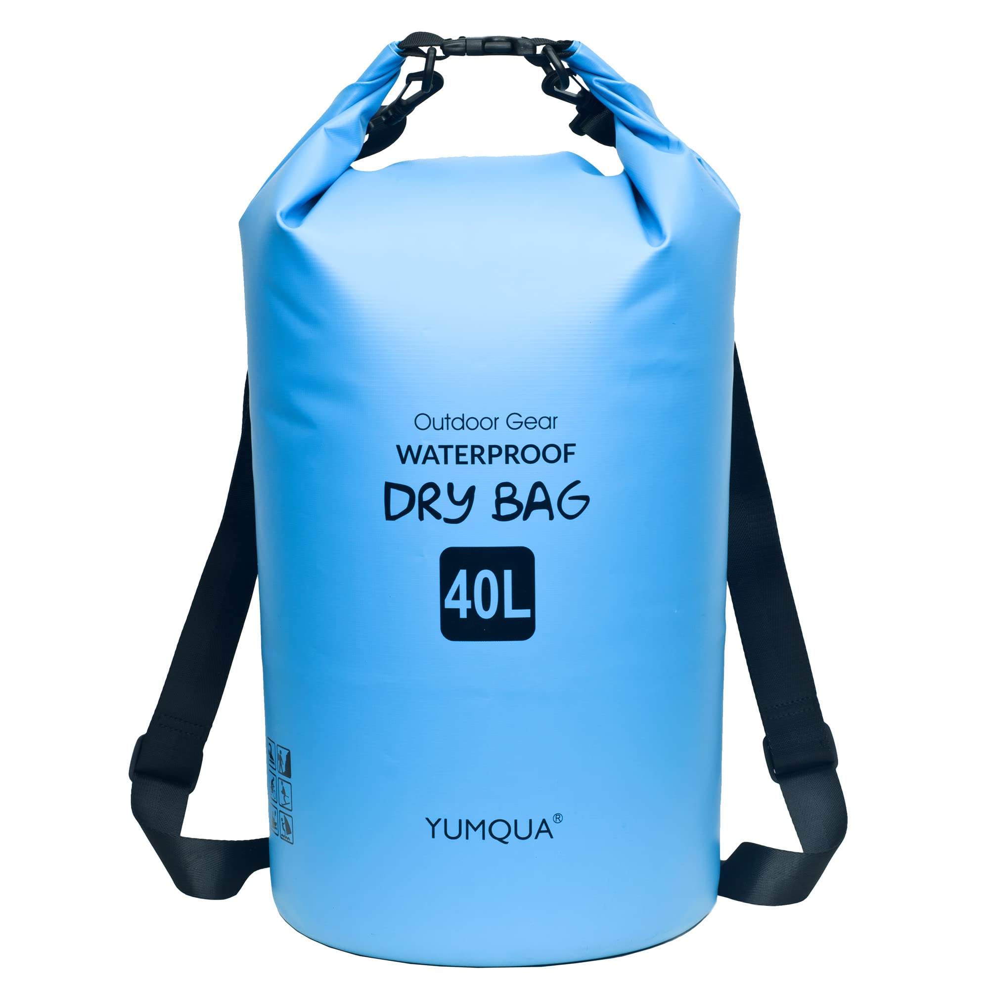 YUMQUA Dry Bag Wasserdichter Tasche 5L 10L 20L 30L 40L wasserdichte Beutel Packsack für Kajak Boot Angeln Rafting Camping Snowboarden Schwimmen Wassersport (Blau, 40L)