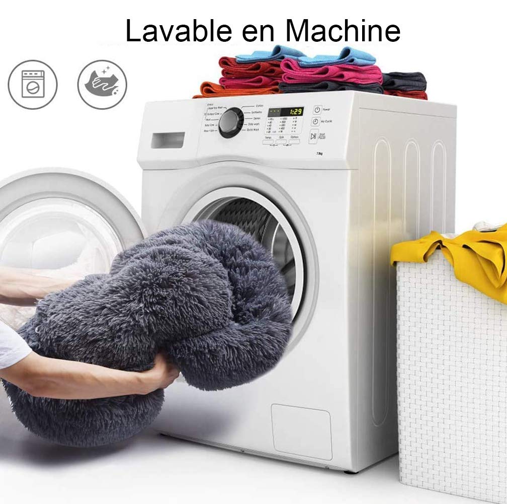 XXL Panier pour Chien Tissu Peluche,Anti Stress Lit Moelleux Rond pour Chat