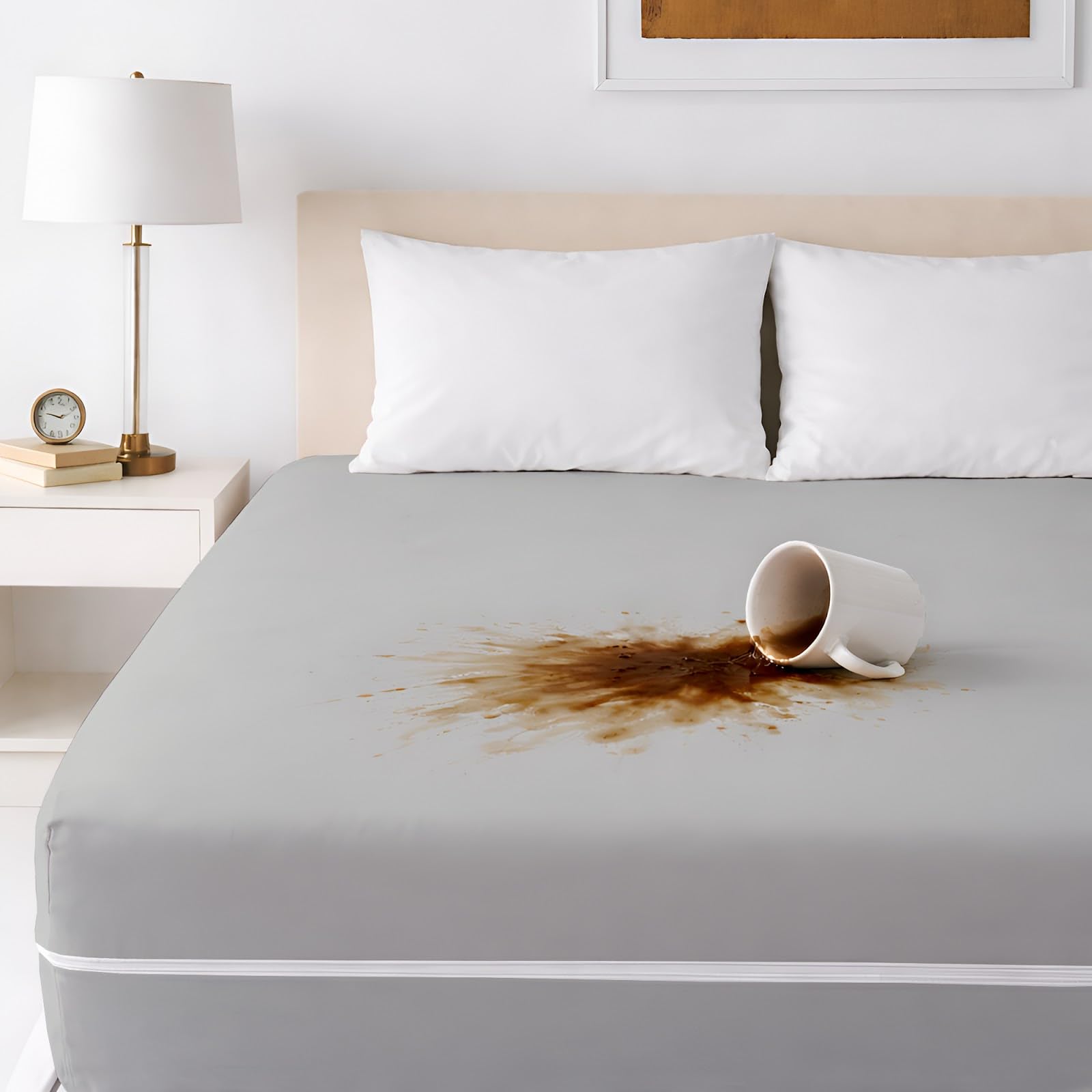 King Size Waterproof Mattress Protector - Silver -2 King Size Waterproof Mattress Protector - Silver -2