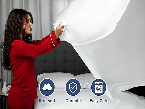 Miniatura 8 de Juego de sábanas tamaño King, sábanas transpirables y refrescantes, sábanas de lujo para hotel, 1800 hilos, extra suaves, bolsillos profundos de 16