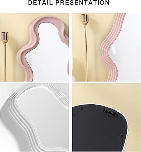 Miniatura 4 de Mokoze Espejo asimétrico de pared, espejos decorativos únicos y creativos, espejo ondulado funky de 16.14 x 9.84 pulgadas, borde irregular, espejo