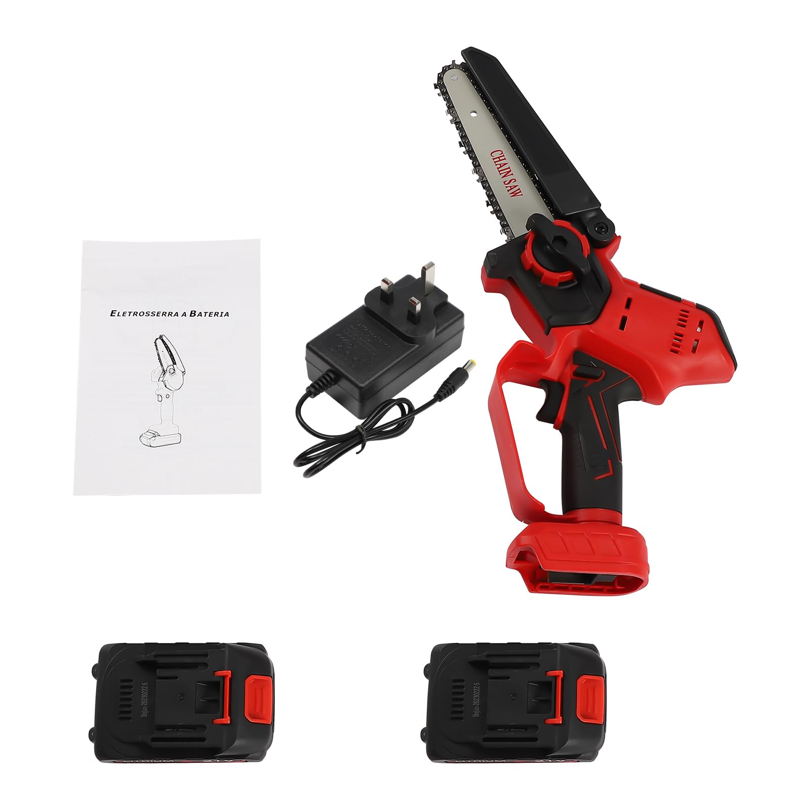 6-Inch Cordless Mini Chainsaw, Lightweight One-Handed Electric Chain Saw with 2x21V Batteries Safety Lock Carry Case for Tree Pruning Wood Cutting Gardening