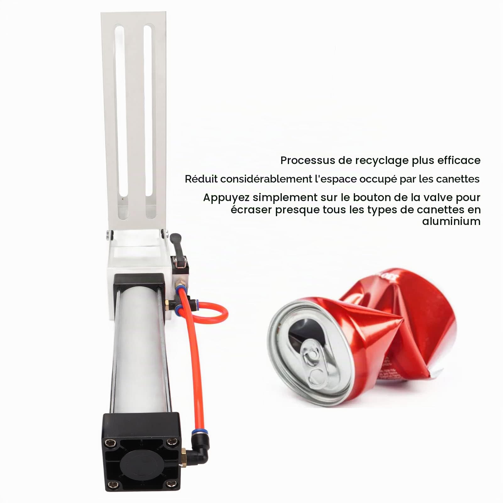 Broyeur De Canettes Robuste En Alliage D'aluminium, Broyeur De Canettes Pneumatique, Broyeur de canettes pneumatique Pour Canettes de 12 oz et 16 oz