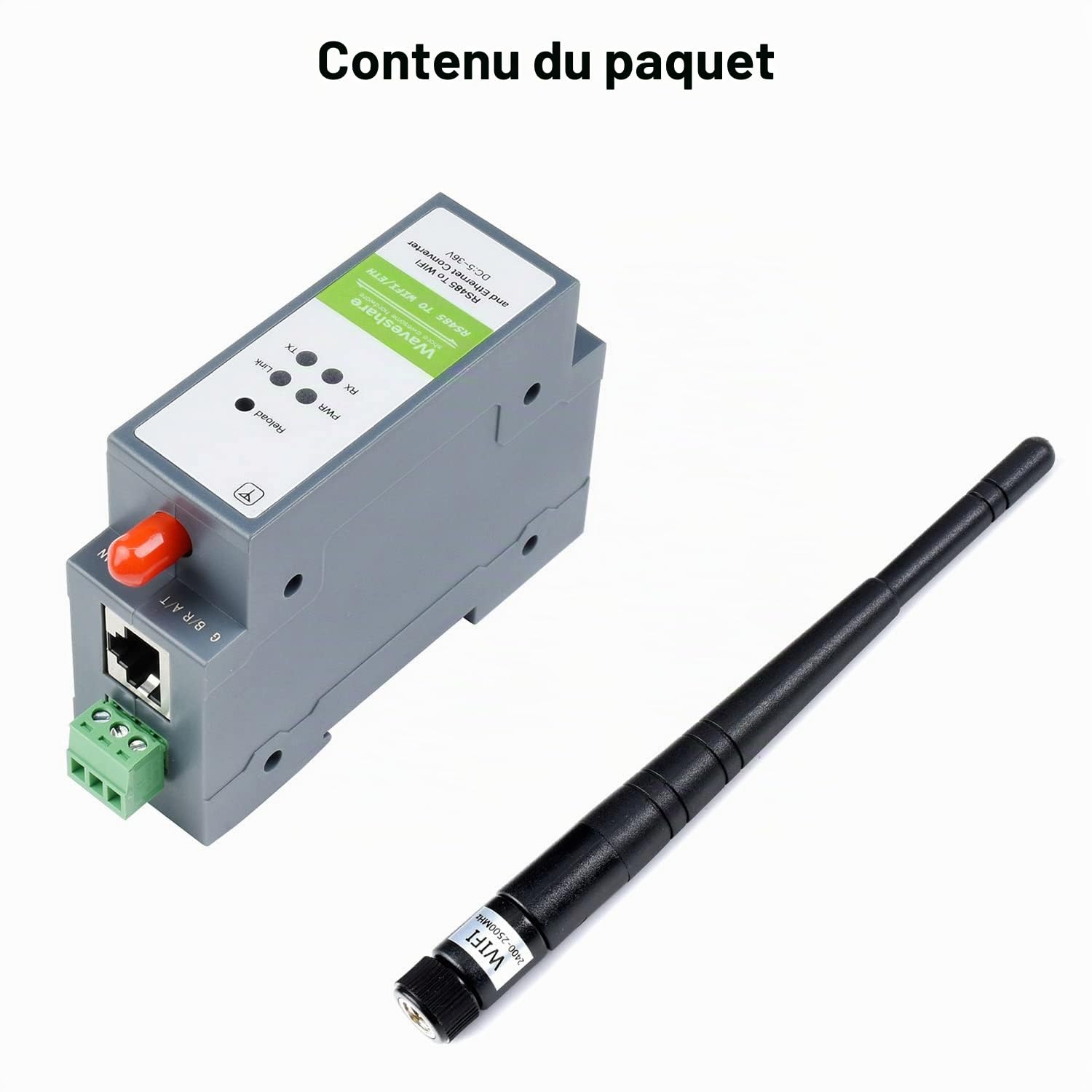 Waveshare RS485 to WiFi/Ethernet Module Rail-Mount Serial Server Modbus MQTT Gateway Supports Transparent Transmission Mode