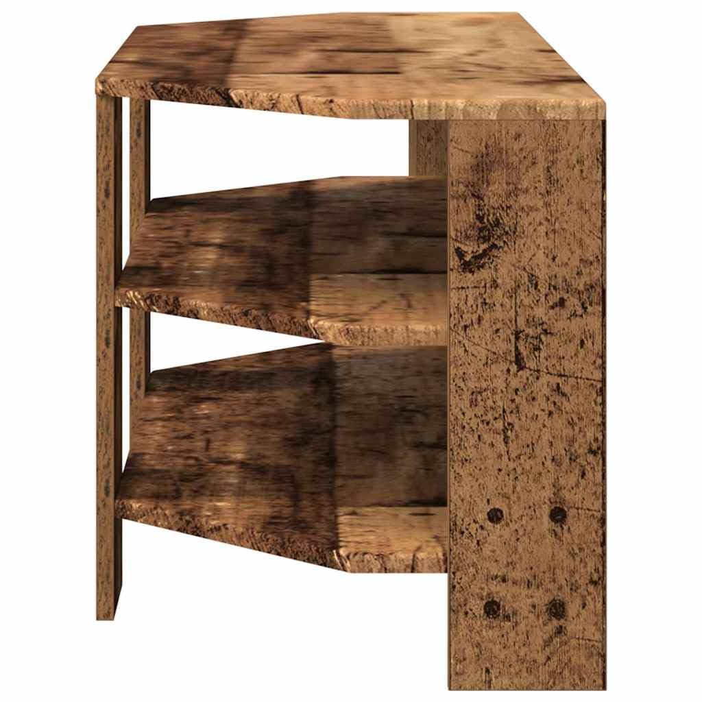 Mobile angolare per TV angolare in legno anticato, 102 x 40,5 x 45 cm, con spazio e scaffale, per soggiorno, camera da letto, gaming, home theater, moderna console multimediale bassa con