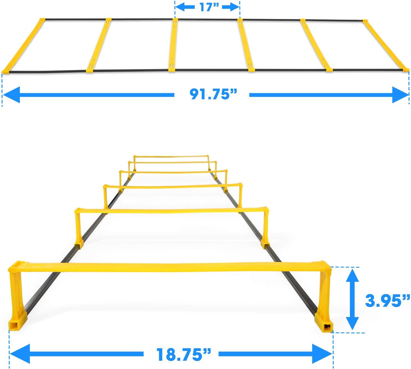 Yes4All Upgrade Agility Ladder - Speed Agility Elevation Ladder Training with Multi-Choice 6 & 12 Rungs Included Carrying Bag