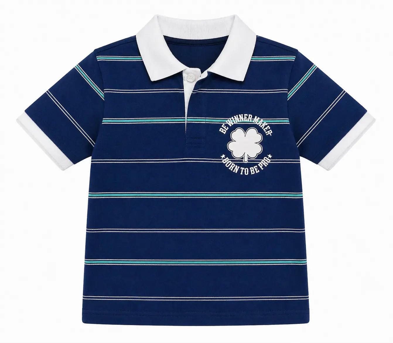 BLOOMUP Blue Striped Polo T-Shirt for Kids – Soft Cotton Summer Wear Boys 1-2 Years 2