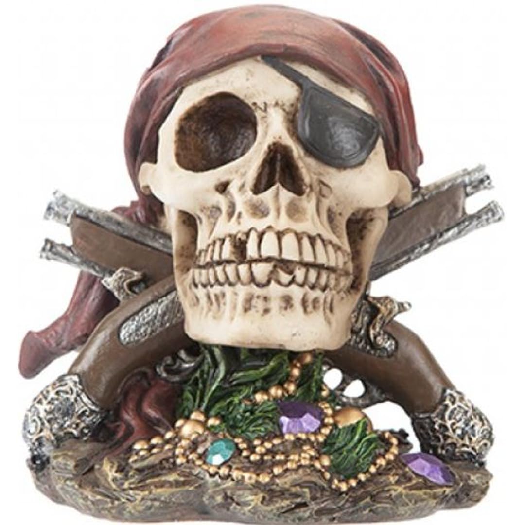Pms Multi-Colored Skull Pirate Figure With Crossed Pistols