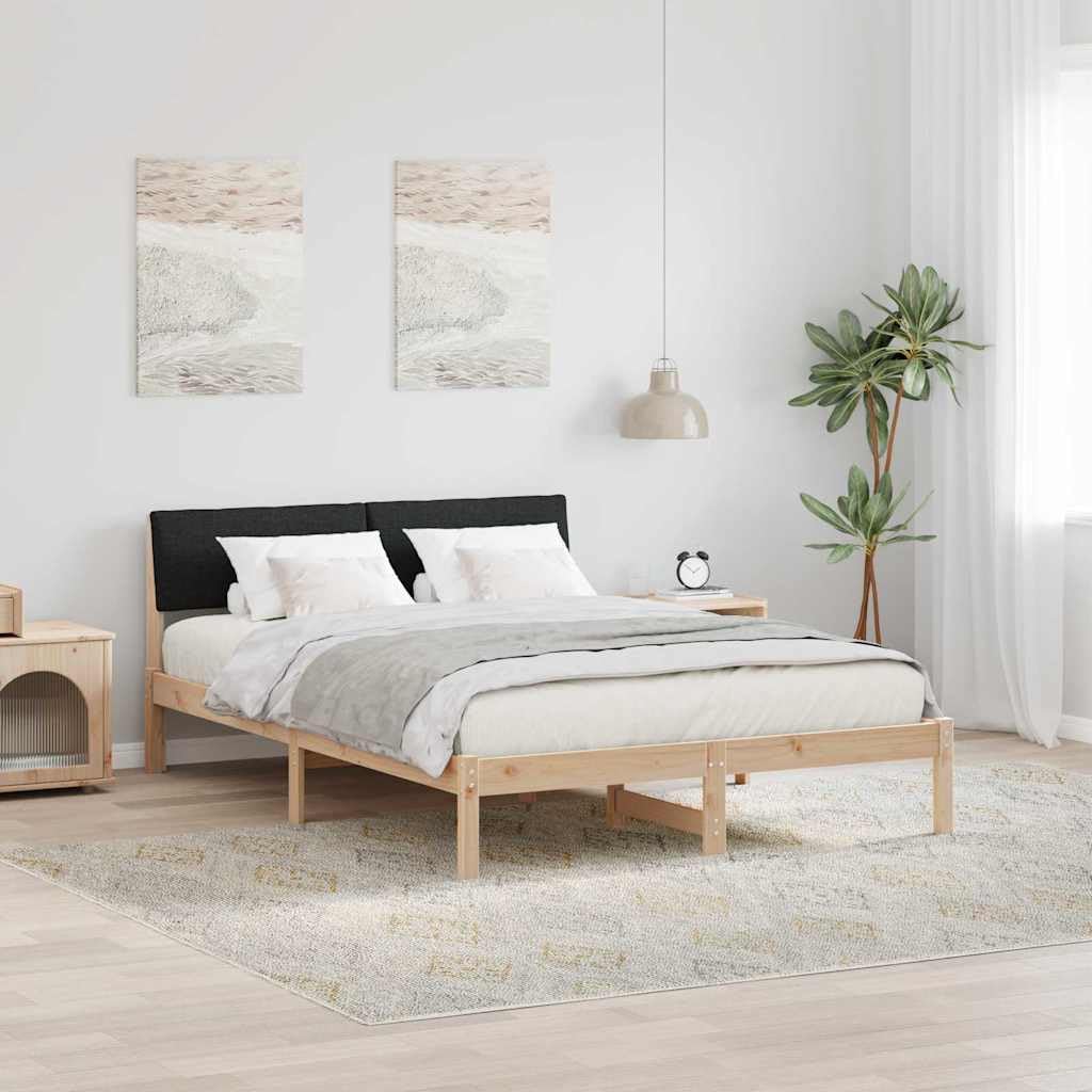 vidaXL Cadre de lit Marron et Noir 160 x 200 cm Bois Massif en pin, Cadre de lit Plateforme Tendance, Design rectangulaire, Structure en pin, mobilier Gain de Place pour la Chambre