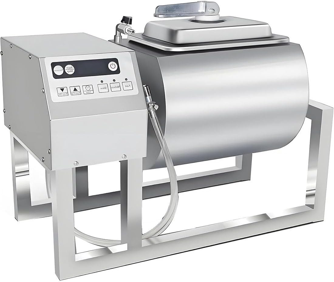 Vacuum Tumbler Marinator, 18L Meat Tumbler Marinator Machine, Three-Speed Automatic Bidirectional Rotation, Stainless Steel Marinating Curing Meat Tenderizer for Chicken Steak Burger Shop