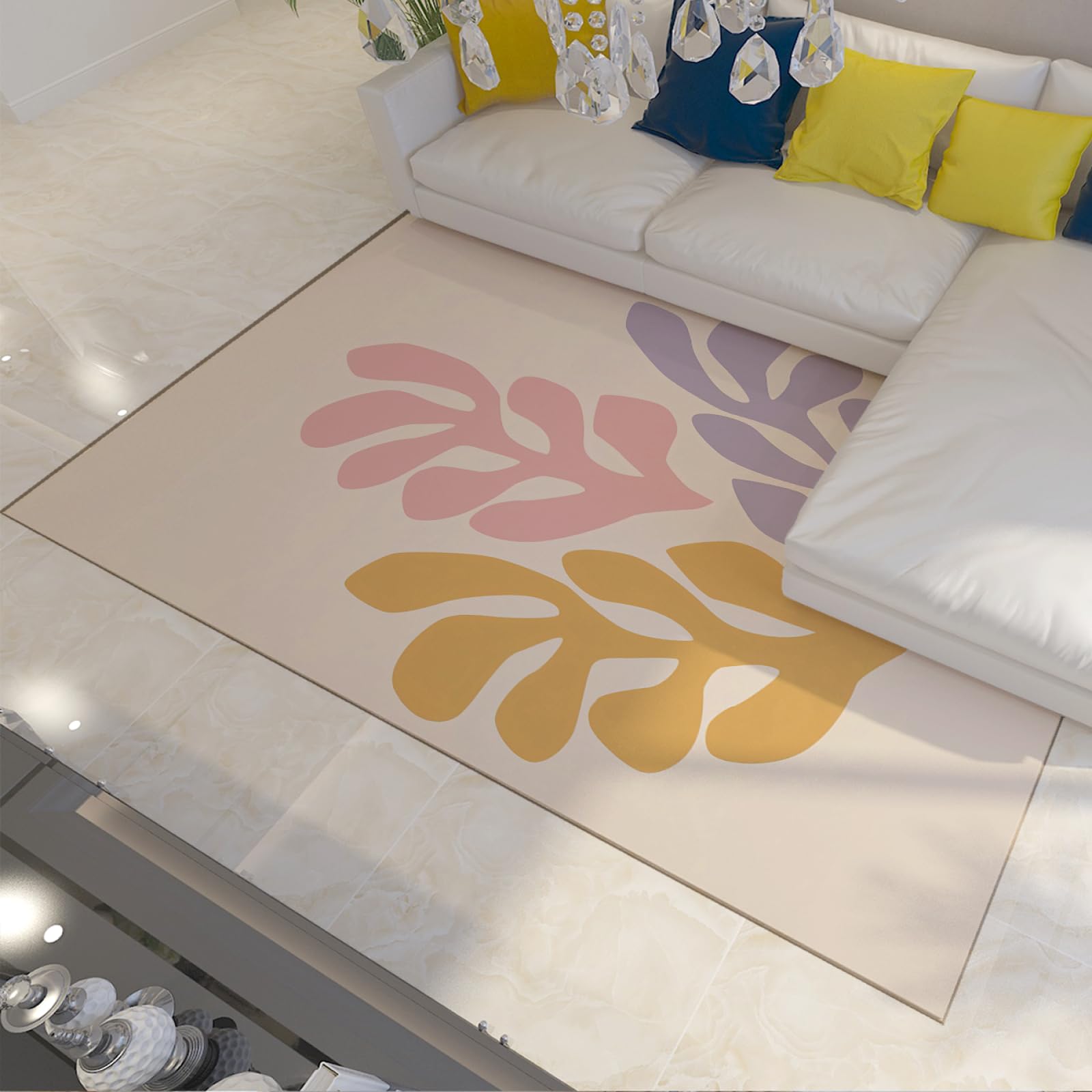 Tapis salon Matisse lavande rose doux grand tapis algues de décoration