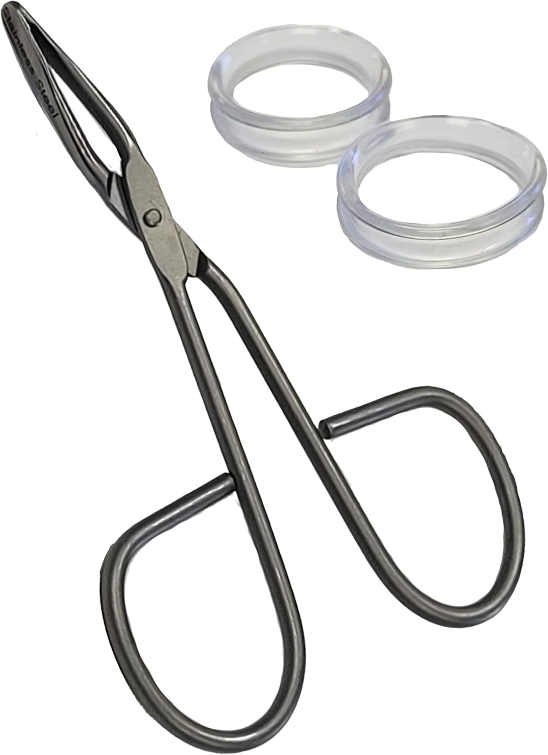 Professional Scissor Handle Tweezers (Matte Finish, Round Blunt Tip (Big Finger Hole))