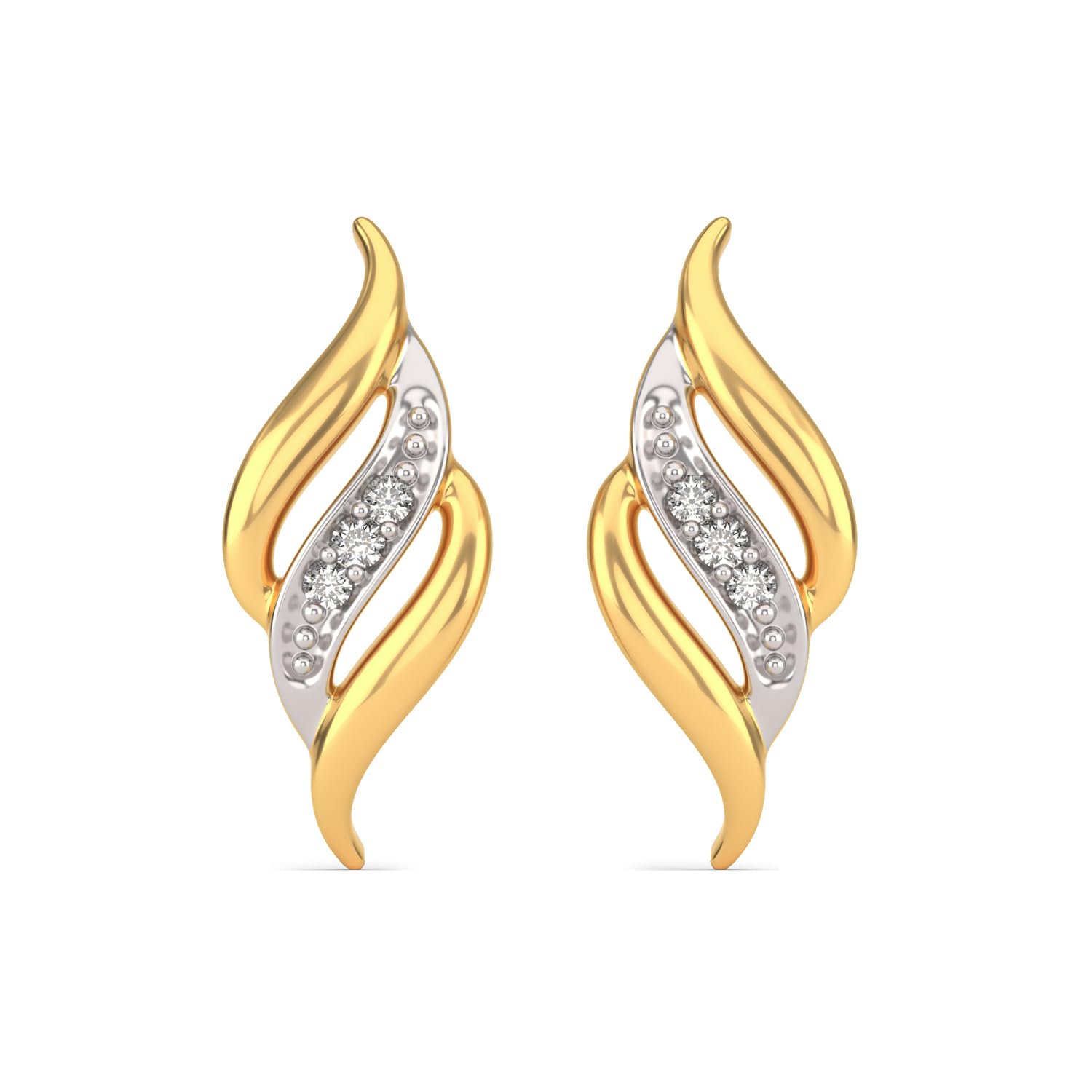 18k Yellow Gold and Diamond Stud Earrings-image-15