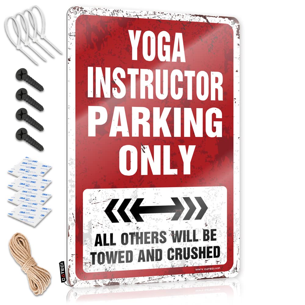 Americana Wall Signs Rustic Wall Poster, Birthday Funny Quote Design For Slow Garage | Accessories Anti-rust Metal Yoga Instructor Parking Only(30X40CM)