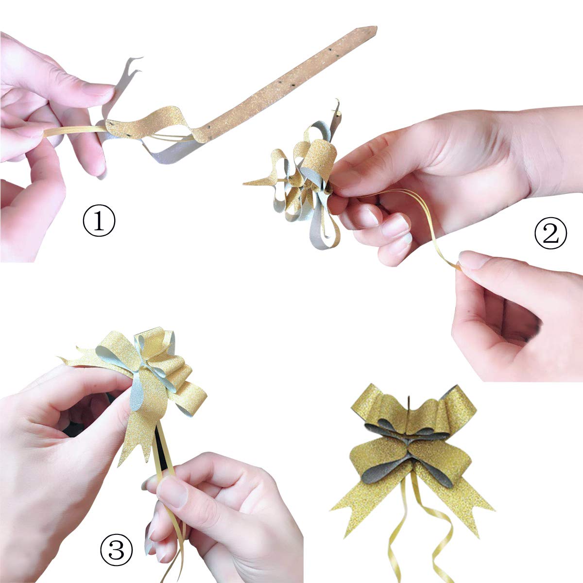 Woohome 120 Pz Lazos Regalos Grandes y 1 Rollo Puntos Pegamento, Cinta Regalo Navidad Bodas Fiestas Decoración