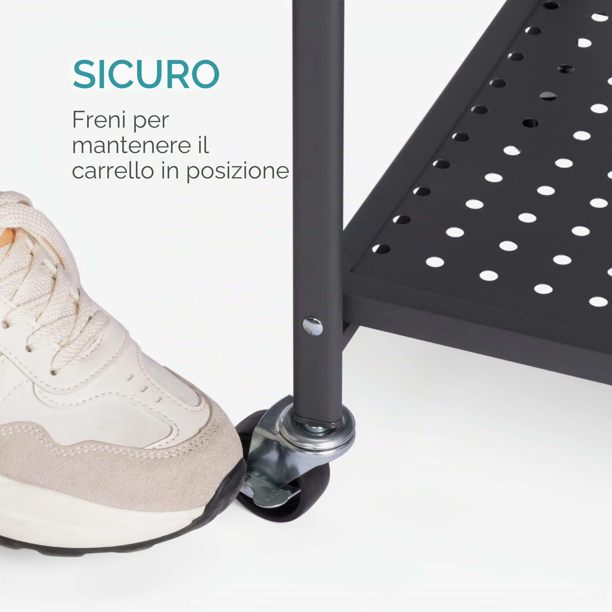 Navaris Carrello Pieghevole a 3 Ripiani - Carrellino Cucina Portavivande Oggetti - Portatutto Salvaspazio Casa Ufficio Giardino - in Metallo con Ruote