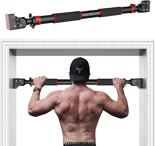 Pull Up Bar for Doorway, No Screws Chin Up Bar Adjustable Dip Bars for Home Gym Exercise Fitness & 200 KG Strength Training Equipment | 72-97cm