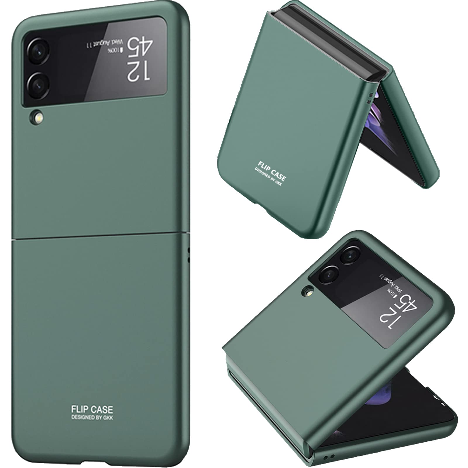 Miimall Compatible with Samsung Galaxy Z Flip 3 2021 Case Cover, Galaxy Z Flip 3 Case Ultra-Thin Matte Finish Anti-Fingerprint Anti-Oil Bumper Case for Samsung Galaxy Z Flip 3 Flip 3 5G 2021(Green)
