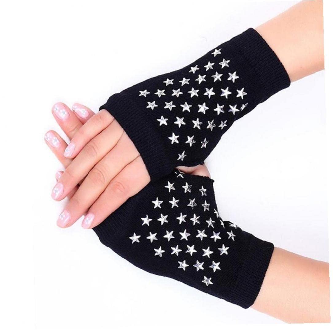 Bontannd Mode Dame Strass Fingerlose Handschuhe Frauen Männer Funkeln Gestrickt Mädchen Junge Schwarze Wolle Halb Finger Computer Mitts Warmer Handschuh Fashion